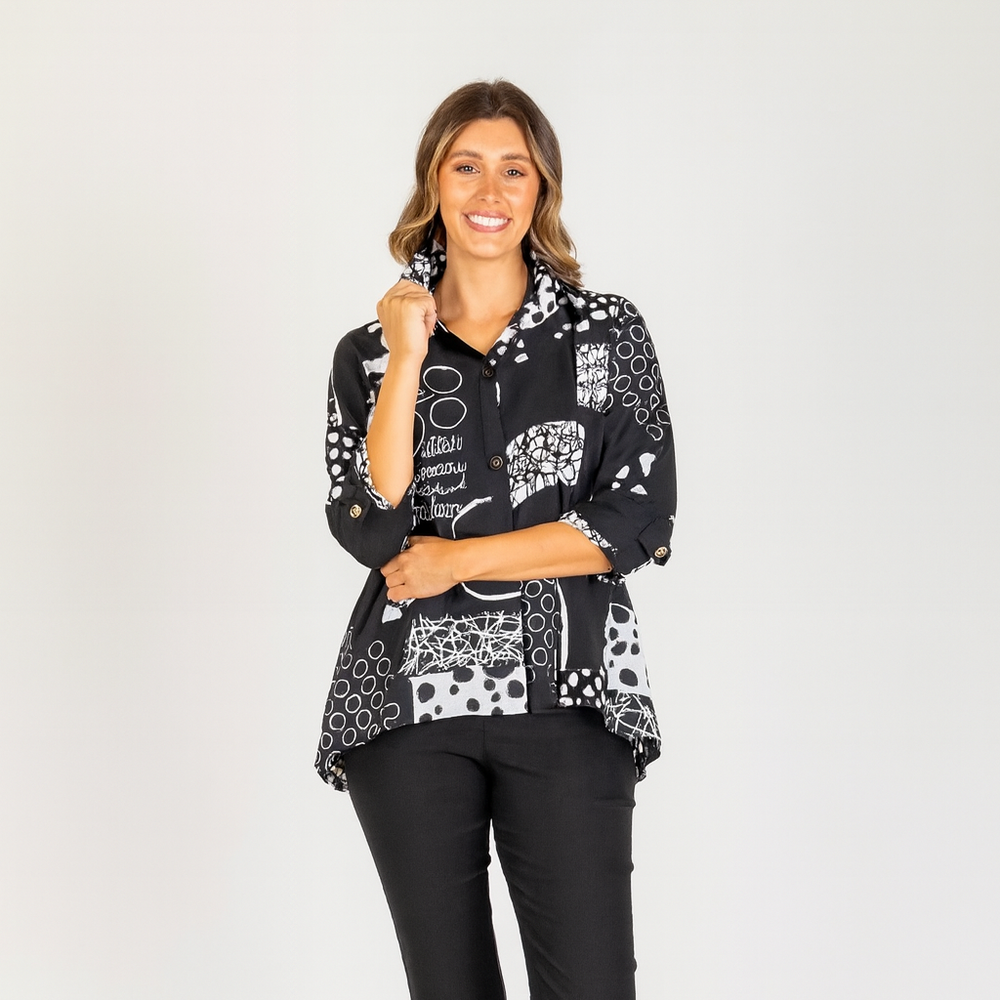 1453.53 Maria wire collar Shirt-Black