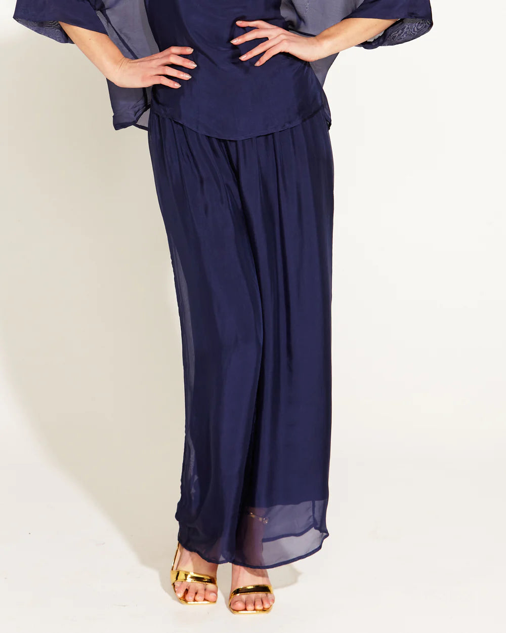 
                  
                    SUNLIGHT AND SHADOW SILK PANT - NAVY
                  
                