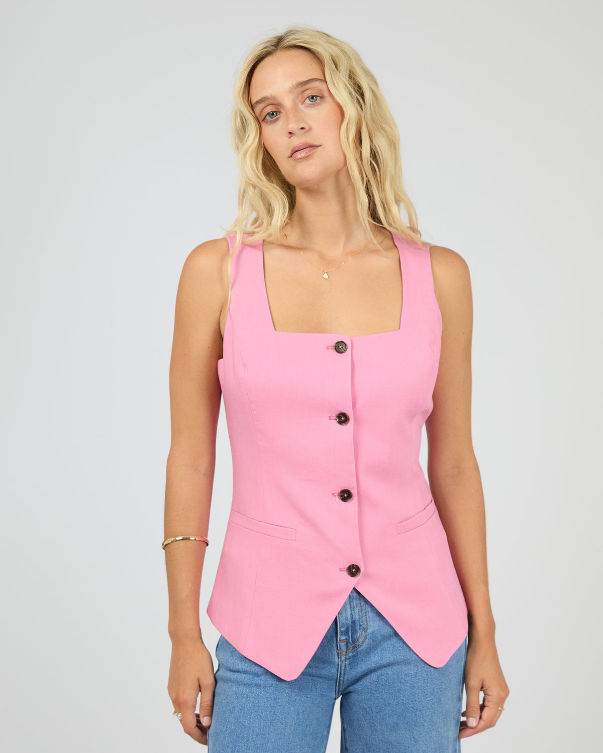 
                  
                    ALL ABOUT EVE FERN LINEN VEST-PINK
                  
                