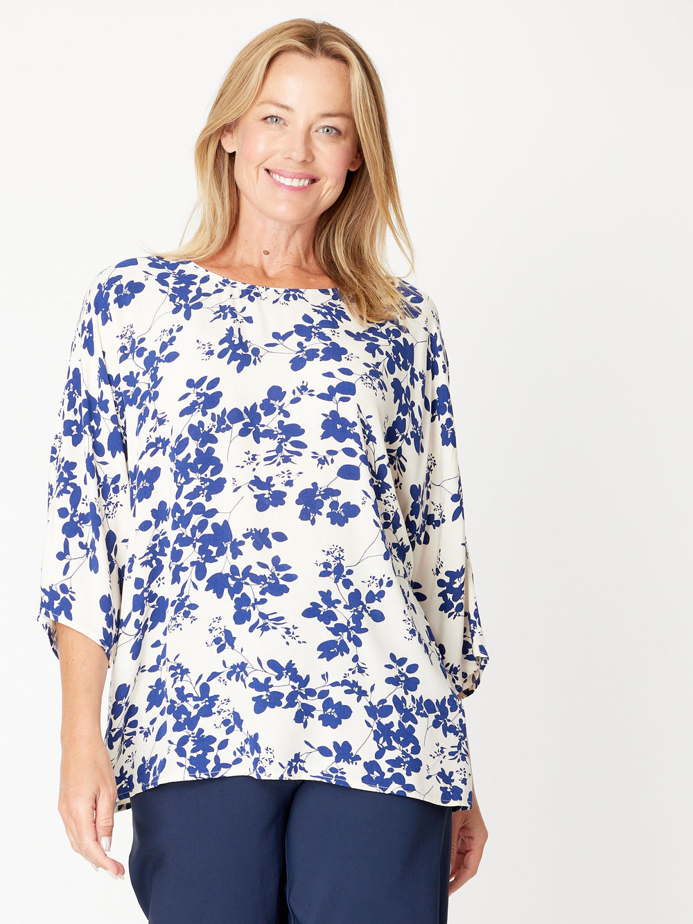 Summer ease Blue print blouse
