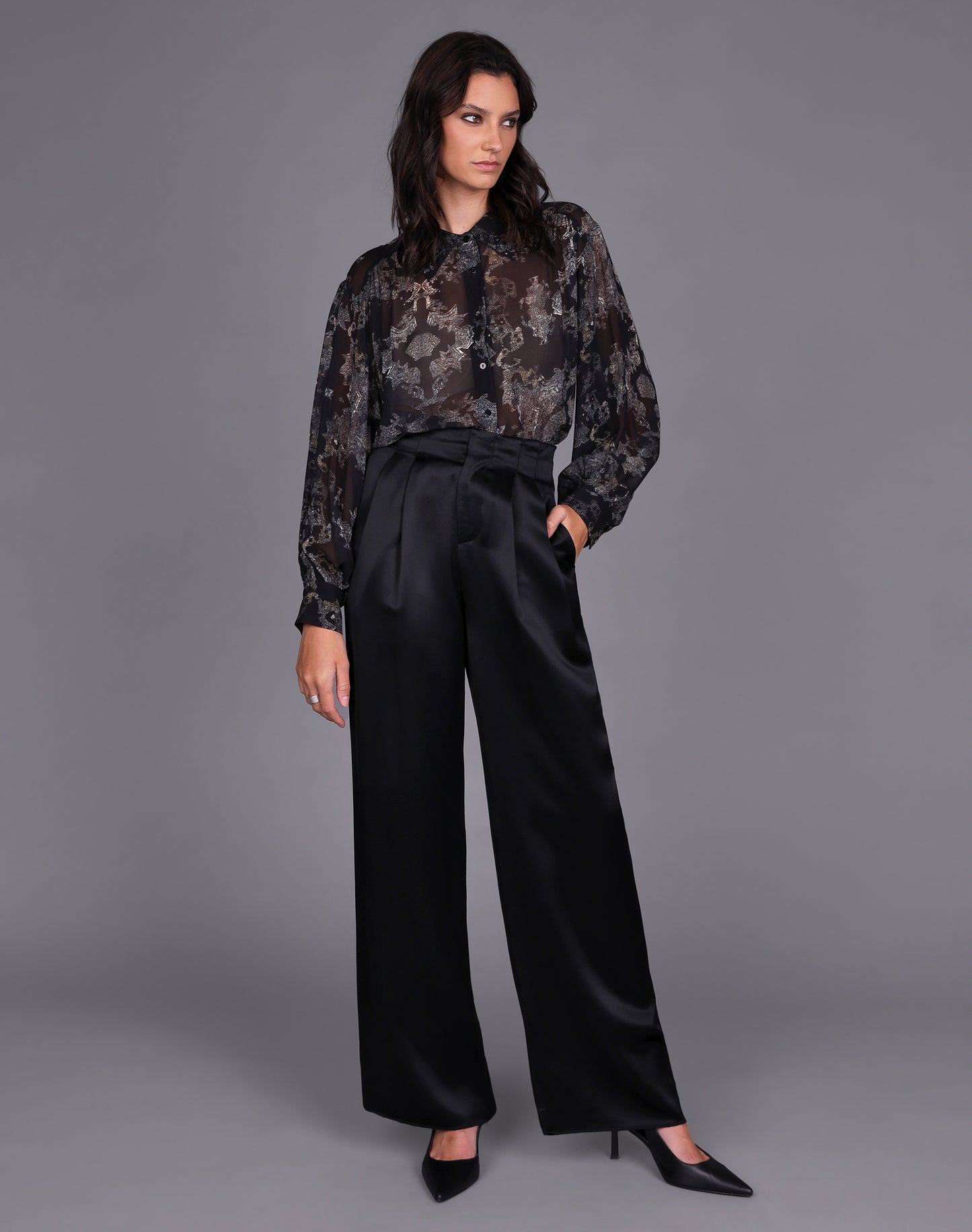 
                  
                    Liquid Satin Wide Leg Pant -Black
                  
                