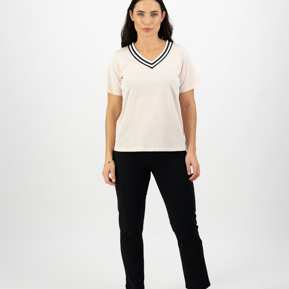 
                  
                    V Neck Top with Striped Neckband 4425
                  
                