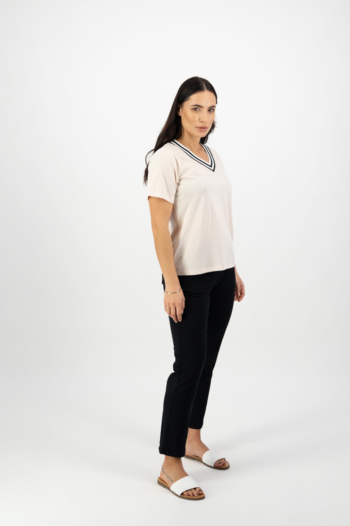 
                  
                    V Neck Top with Striped Neckband 4425
                  
                