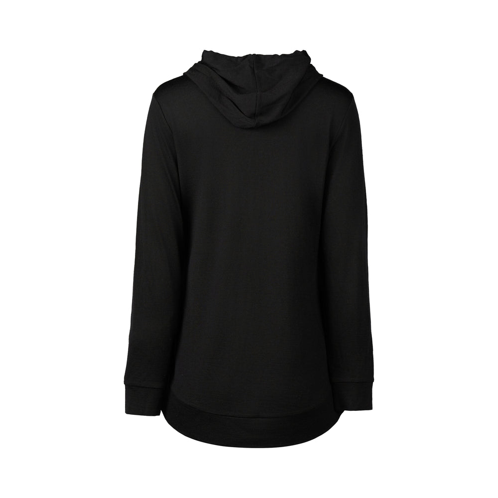 
                  
                    4437 Vassalli Merino Zip Up Hooded Jacket with Scooped Back Hem in Black
                  
                