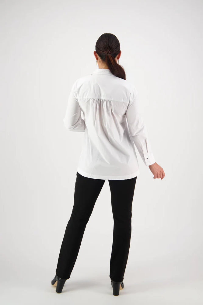 
                  
                    4441 White/Ink - Shirt with Contrast Coloured Stitching and Side Splits
                  
                