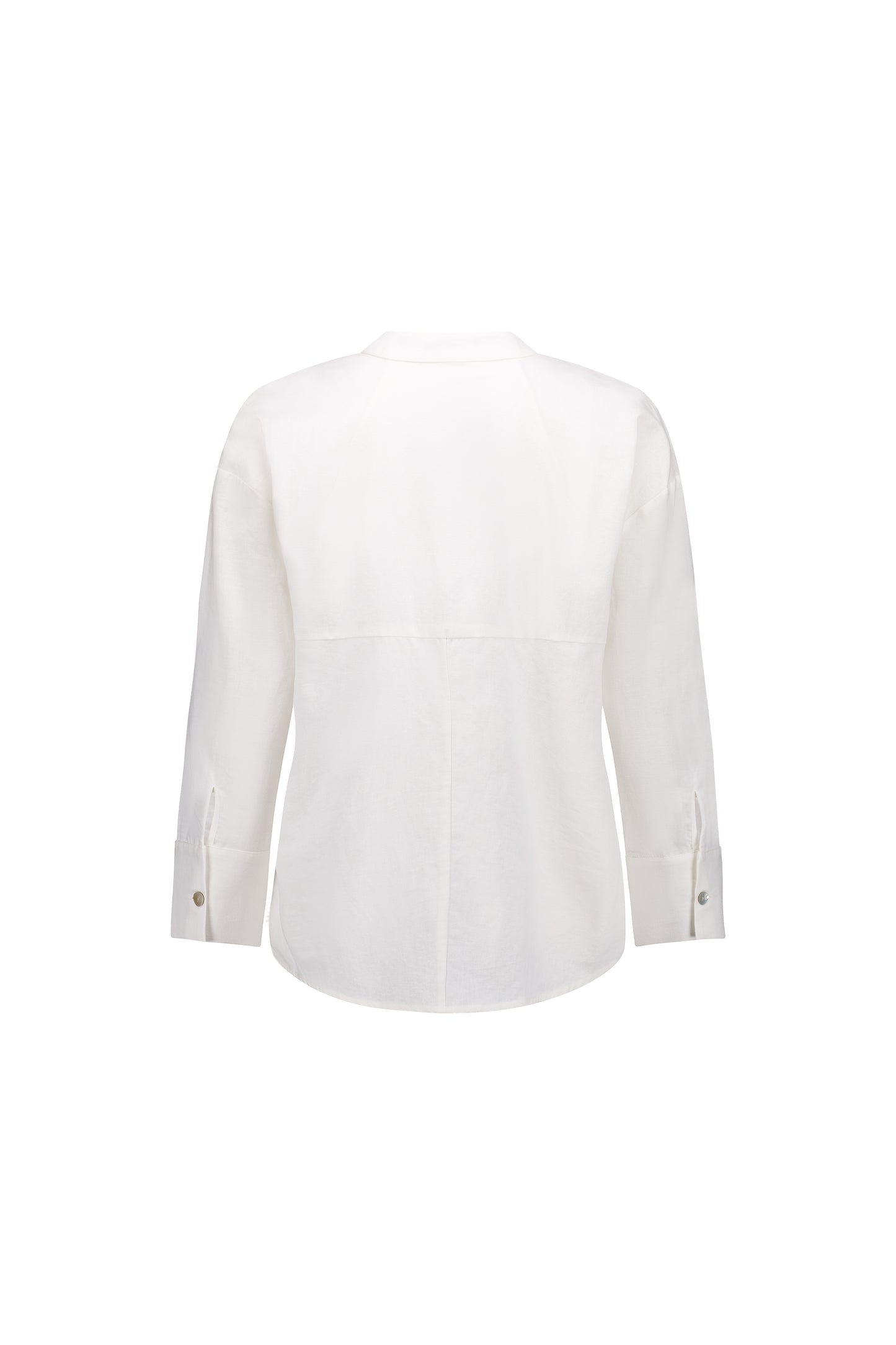 
                  
                    Plain Long Sleeve Chinese Collar Shirt with Side Hem Insert
                  
                