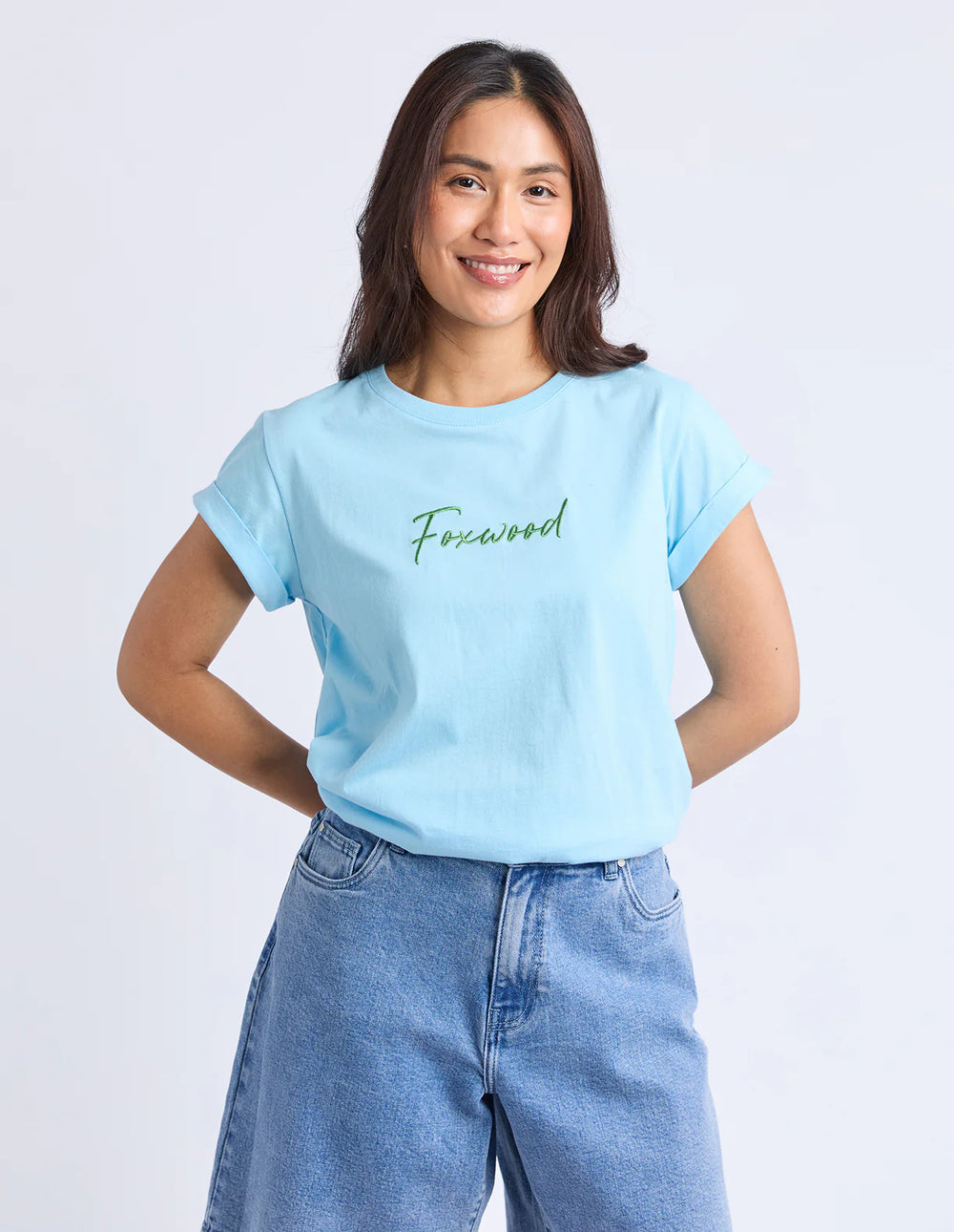 Signature Contrast Tee Light Blue With Lime
