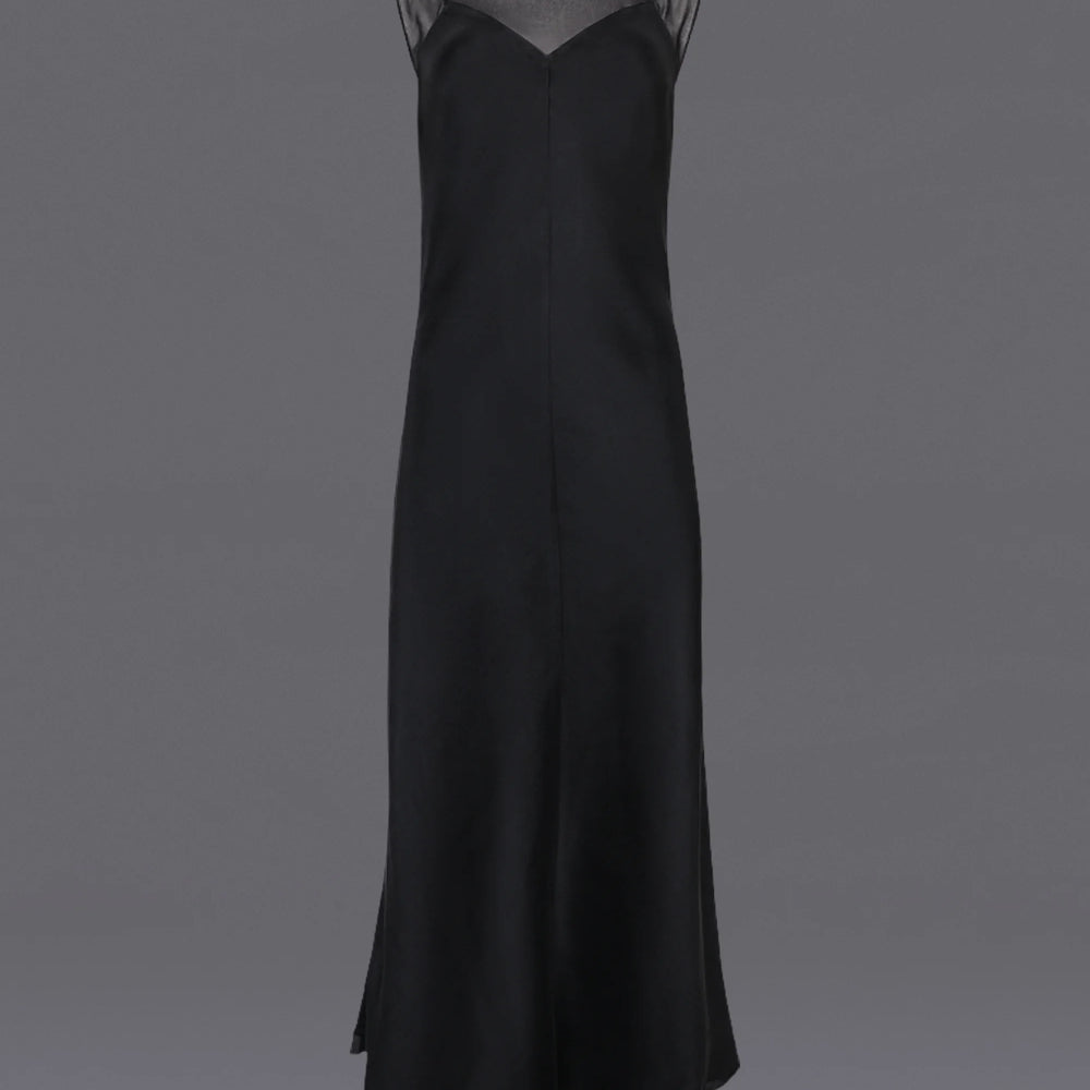 
                  
                    STORM Mesh Satin Slip Dress-Black
                  
                