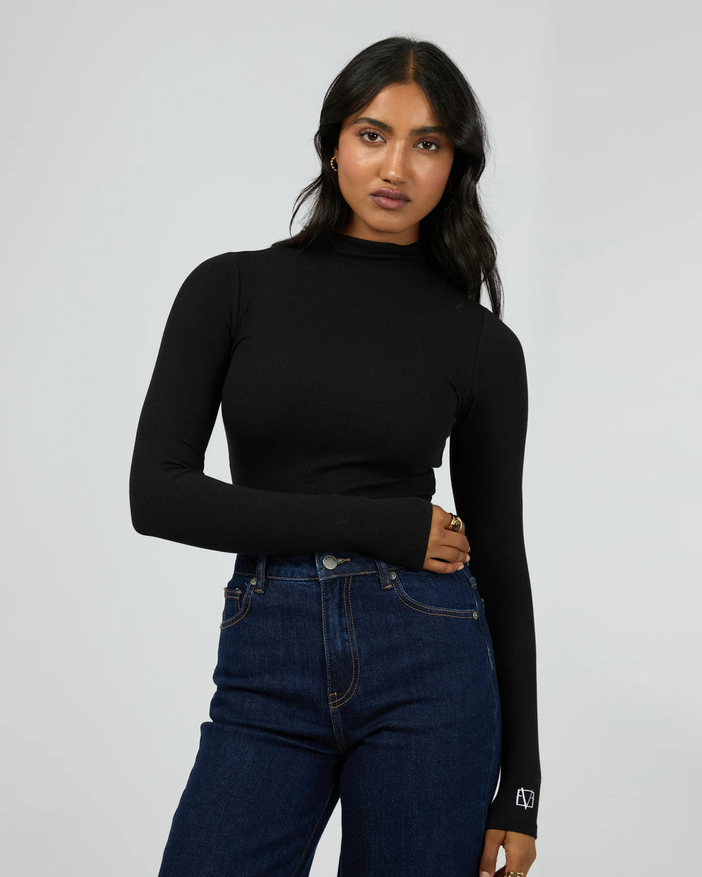 Icon Mock Neck L/S Top Black