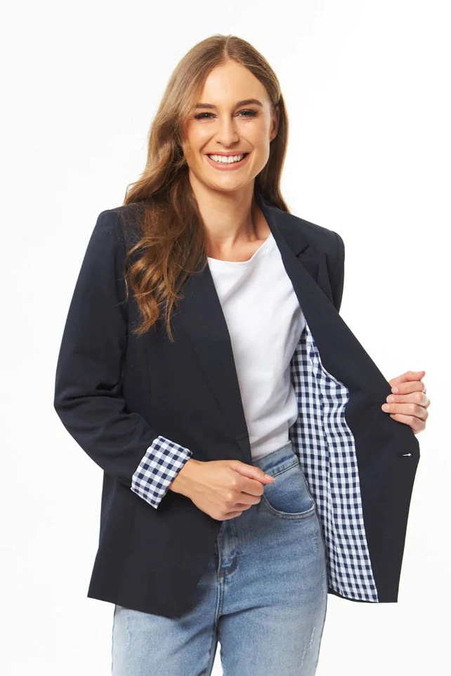 SEEKING LOLA GEORGIE BLAZER -NAVY CHECK
