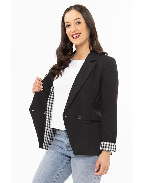 SEEKING LOLA GEORGIE BLAZER -BLACK CHECK