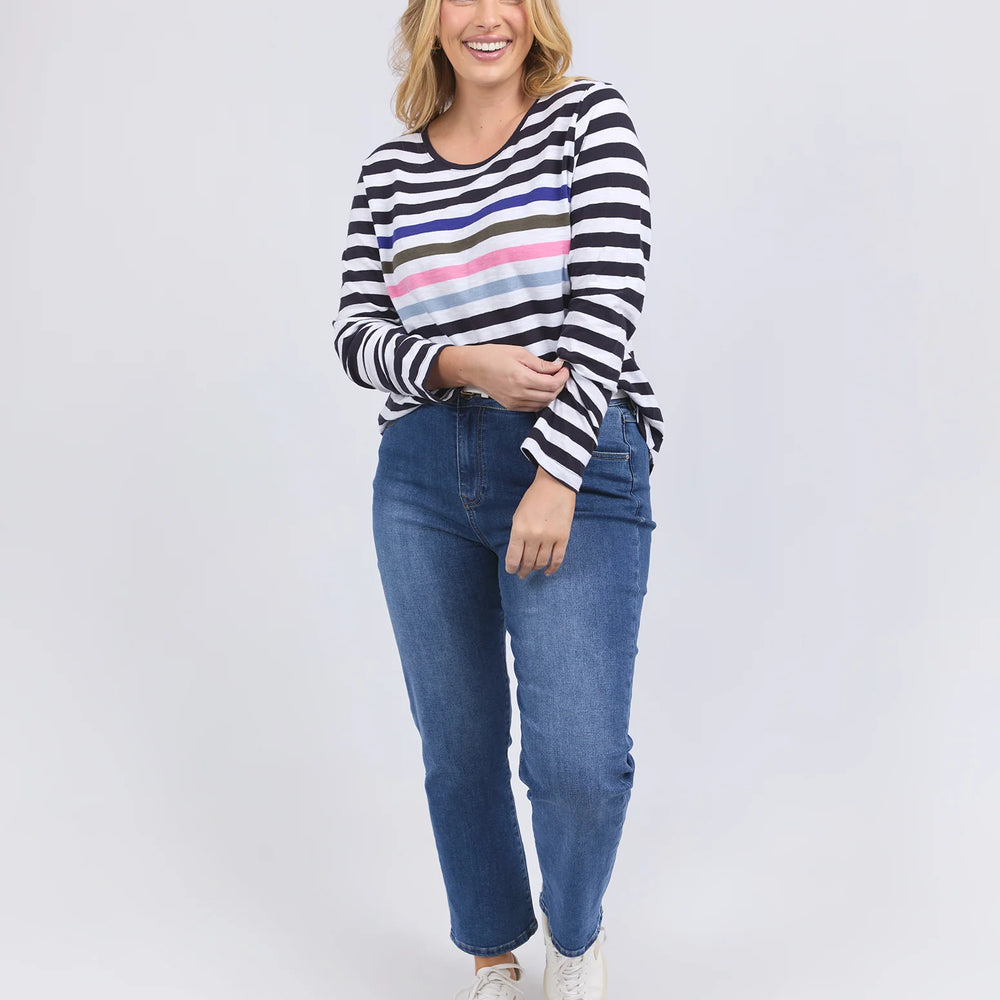 
                  
                    Harmony Long Sleeve Tee Navy & White Stripe
                  
                
