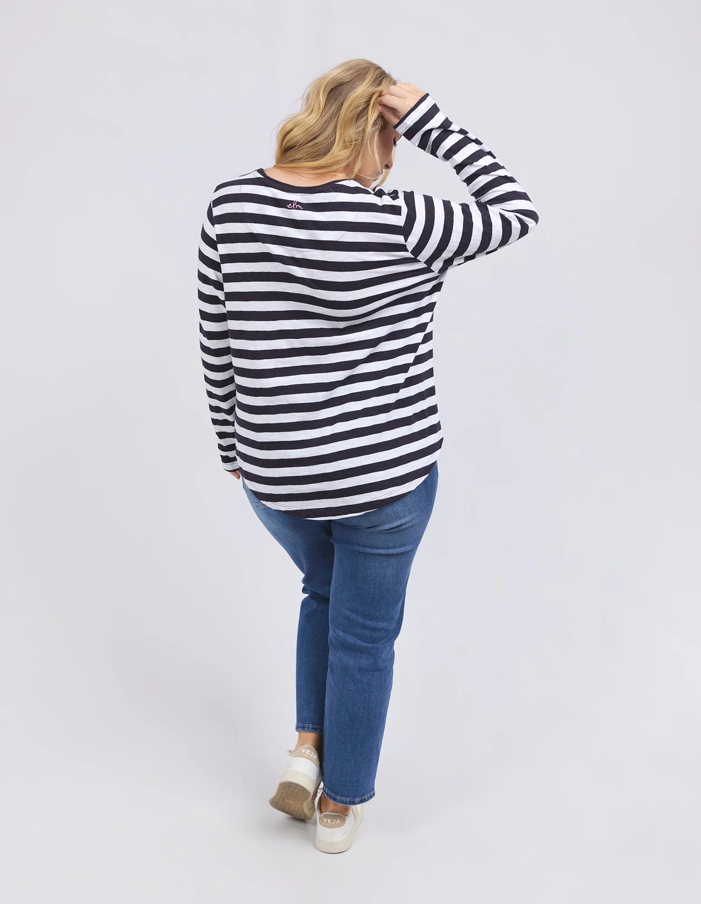 
                  
                    Harmony Long Sleeve Tee Navy & White Stripe
                  
                