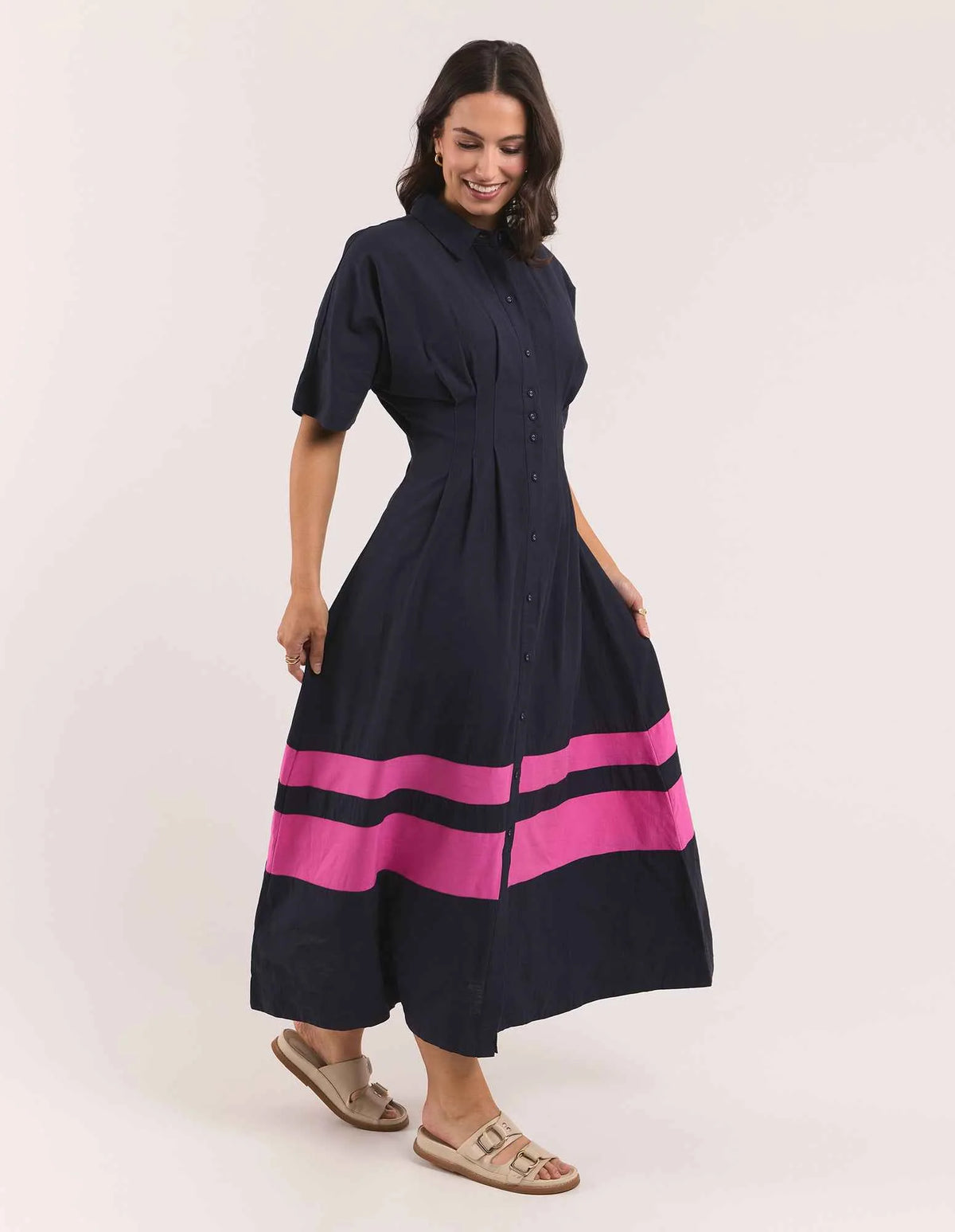
                  
                    ELM SCARLETT MIDI DRESS-MAGENTA STRIPE
                  
                