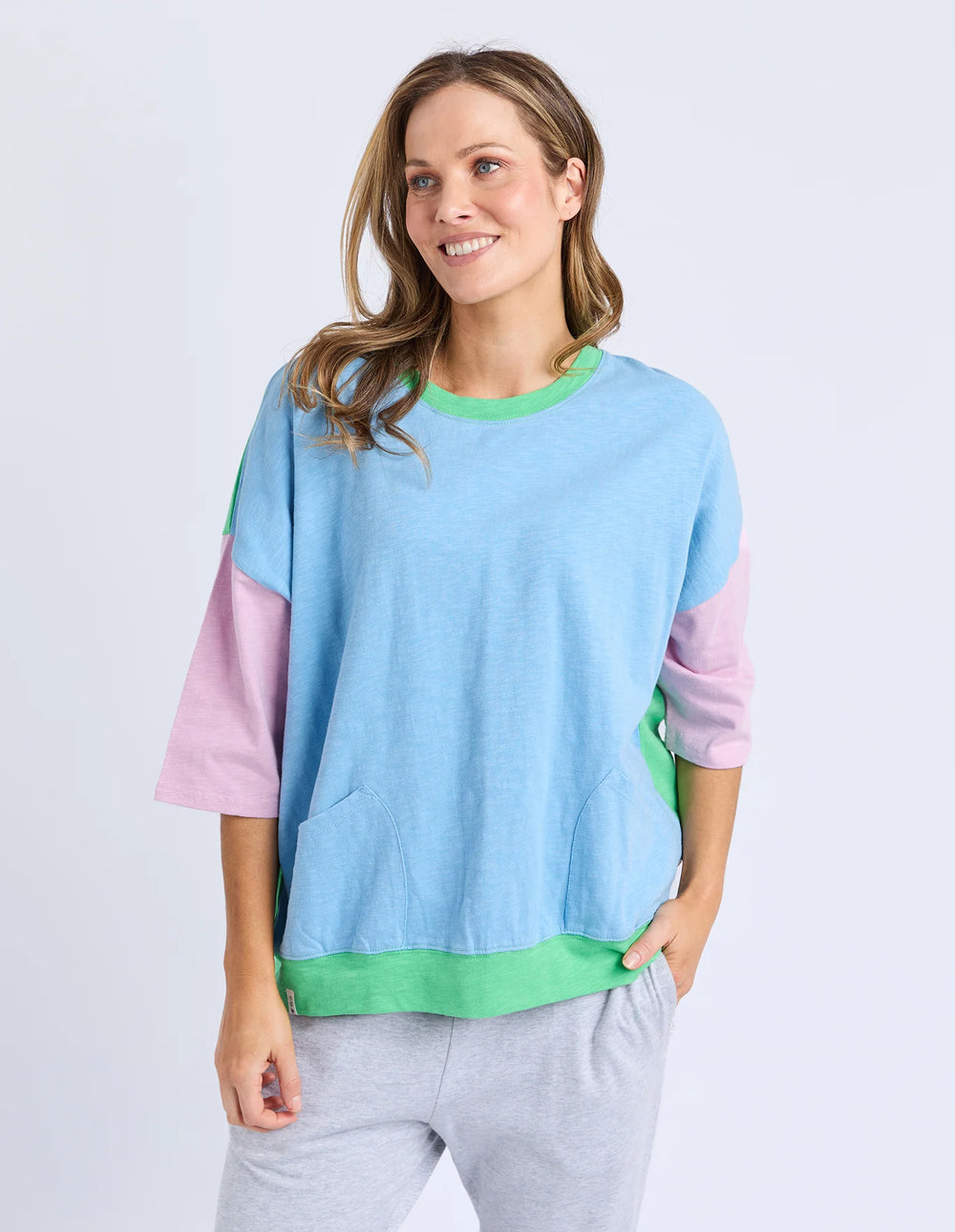 Mazie Sweat-Dusk Blu/ Pnk/ Spgr
