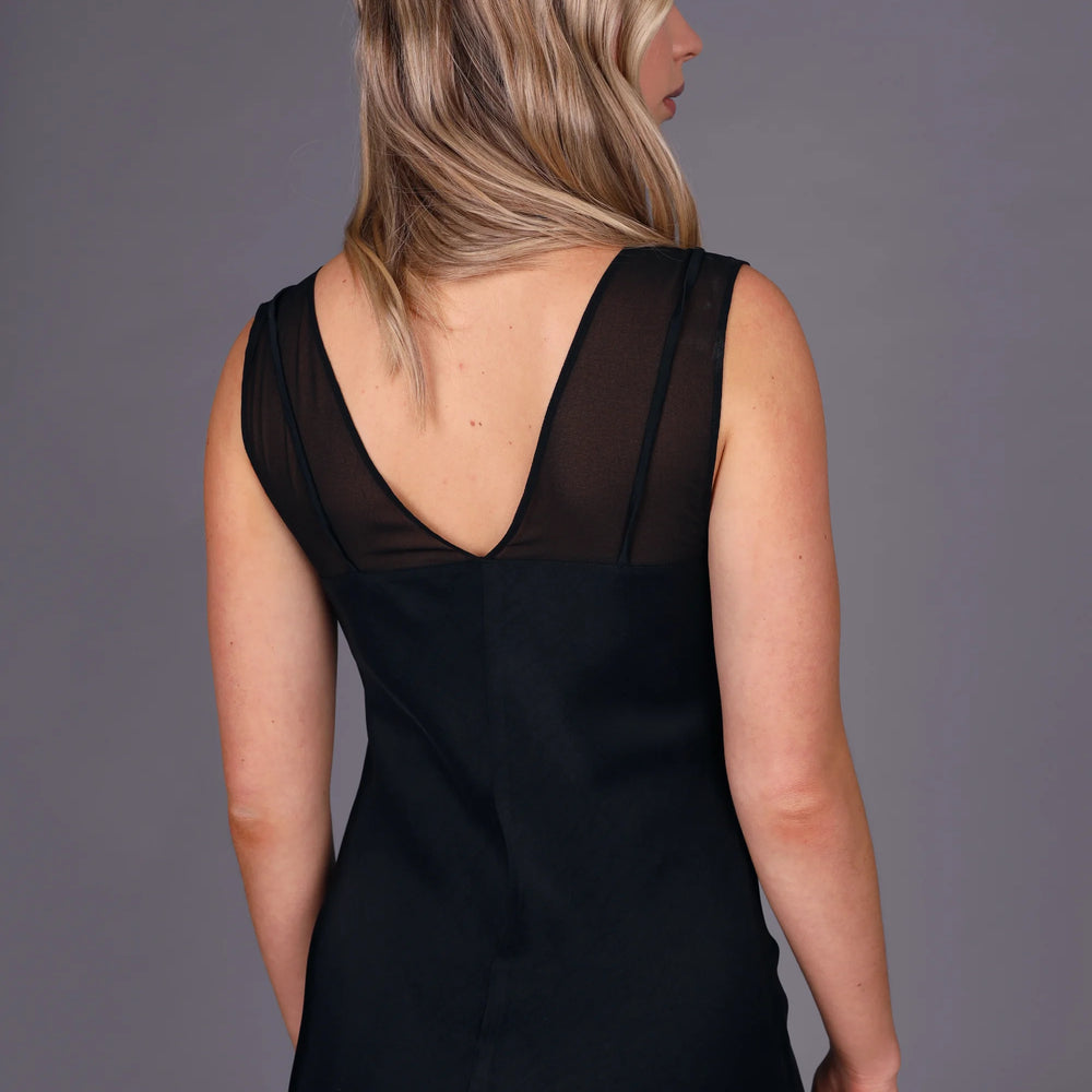 
                  
                    STORM Mesh Satin Slip Dress-Black
                  
                