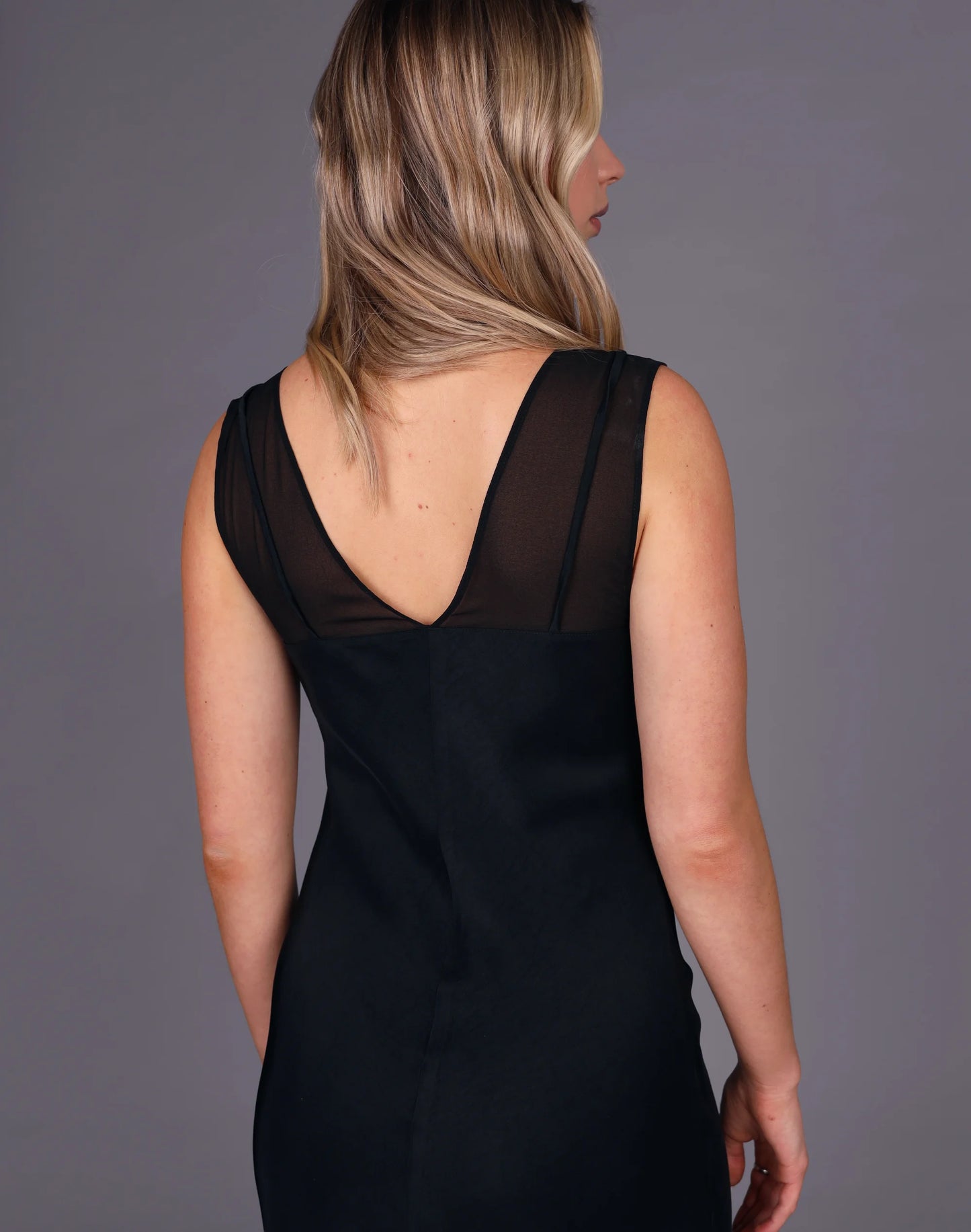 
                  
                    STORM Mesh Satin Slip Dress-Black
                  
                