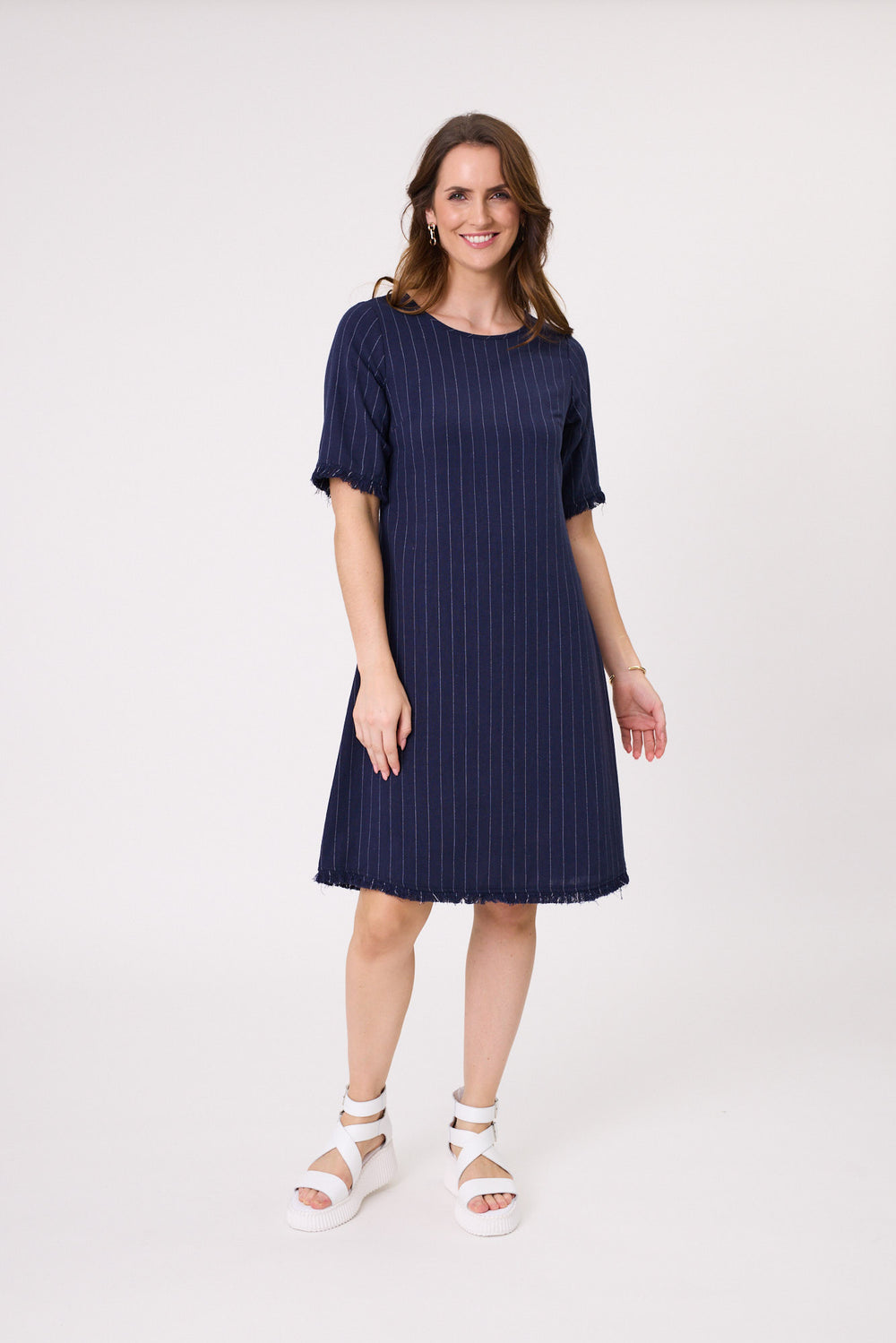 Allegra Linen Dress-Navy