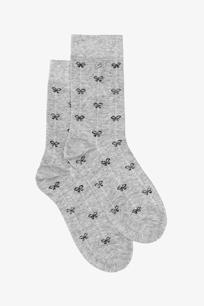 Grey & silver Bows Sock