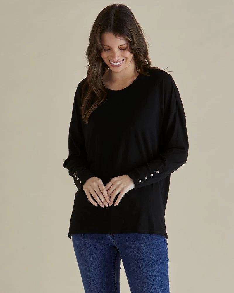 Hendrix Ribbed Long Sleeve Tee - Black