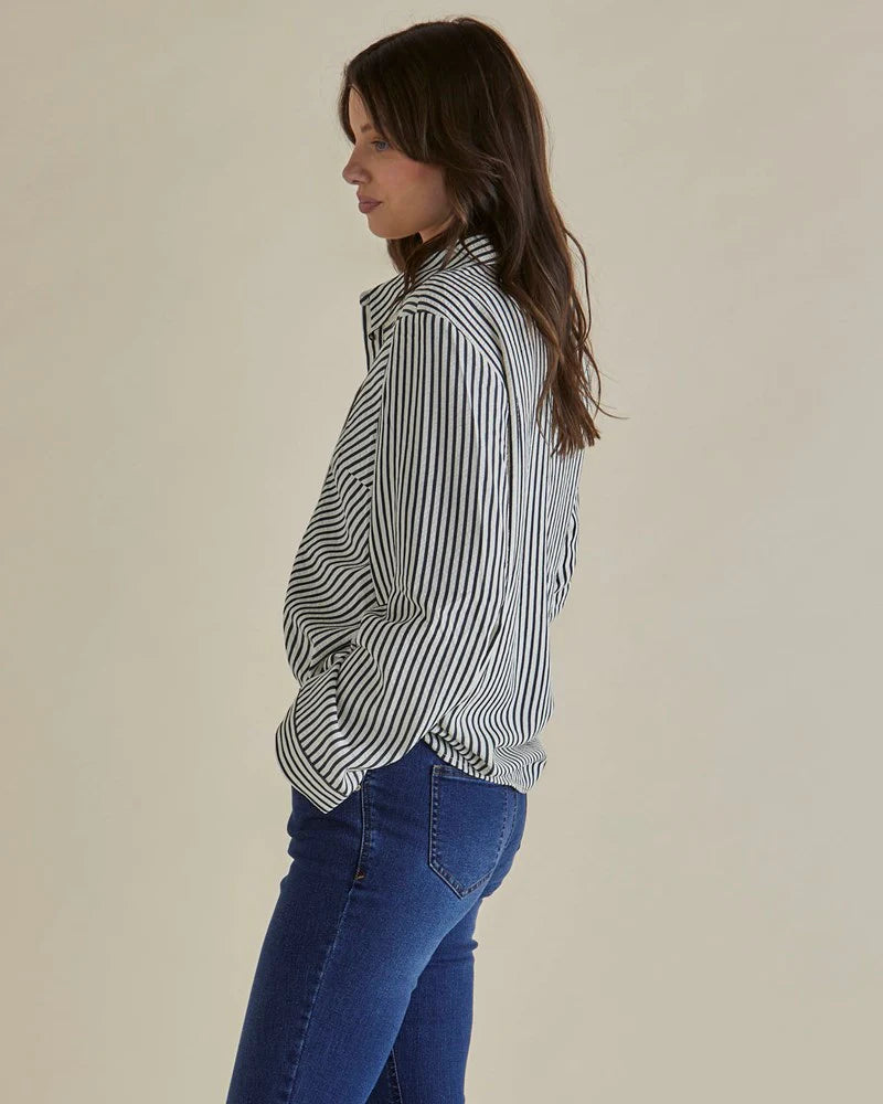 
                  
                    Crinkle Shirt - Black/White Stripe
                  
                