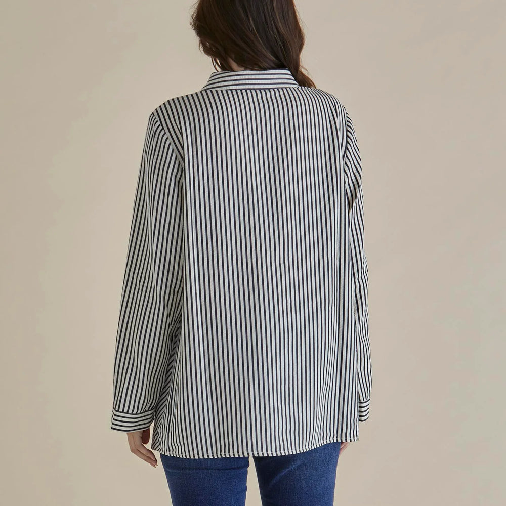 
                  
                    Crinkle Shirt - Black/White Stripe
                  
                