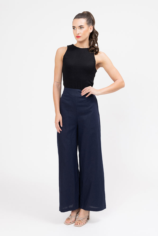 
                  
                    ESSENTIAL WIDE LEG FULL LENGTH PANT -NAVY
                  
                