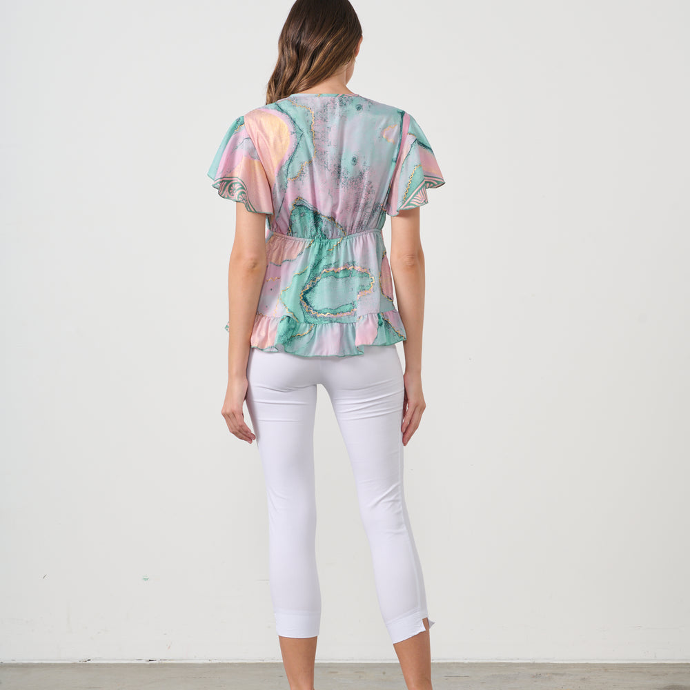 
                  
                    CZ1075 Blouse - Marble Print w/Drawstring Neckline
                  
                