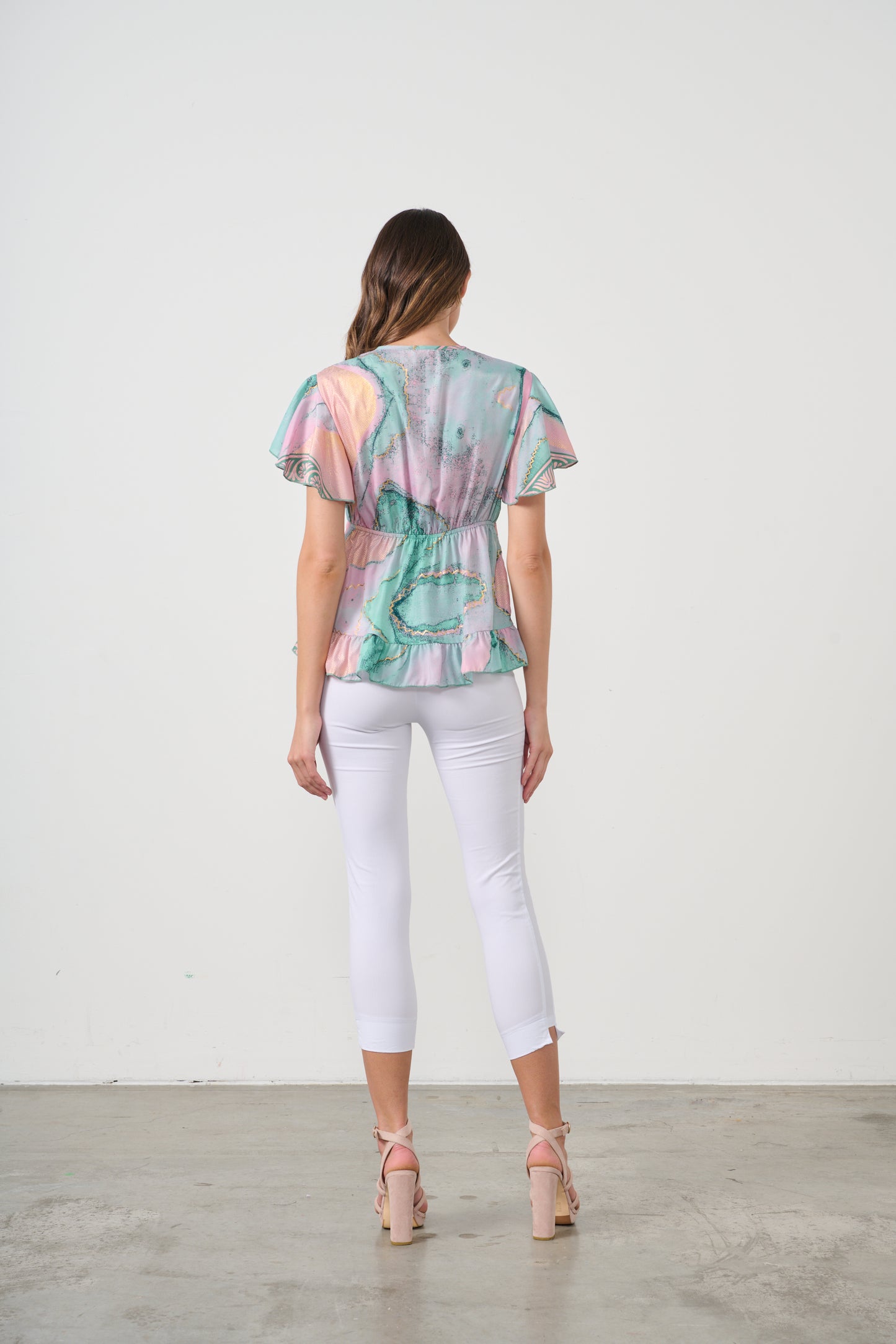 
                  
                    CZ1075 Blouse - Marble Print w/Drawstring Neckline
                  
                