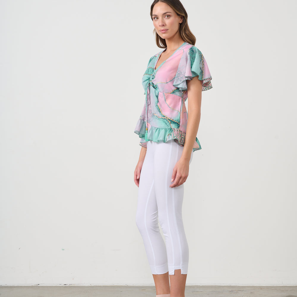 
                  
                    CZ1075 Blouse - Marble Print w/Drawstring Neckline
                  
                