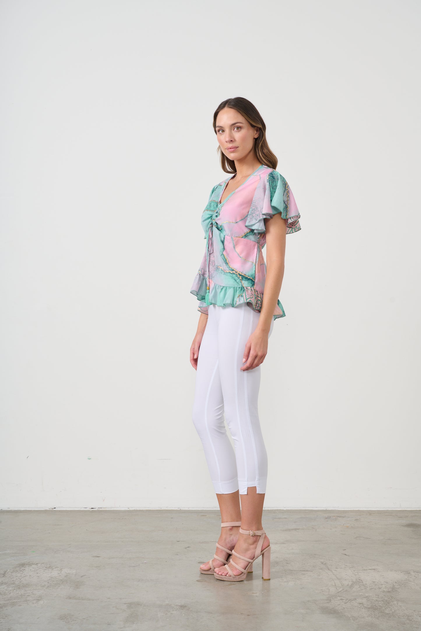 
                  
                    CZ1075 Blouse - Marble Print w/Drawstring Neckline
                  
                