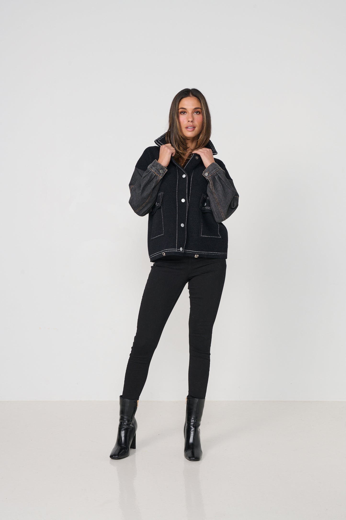 
                  
                    CZ1171-Jacket - Contrast Stitch & Denim Sleeves
                  
                