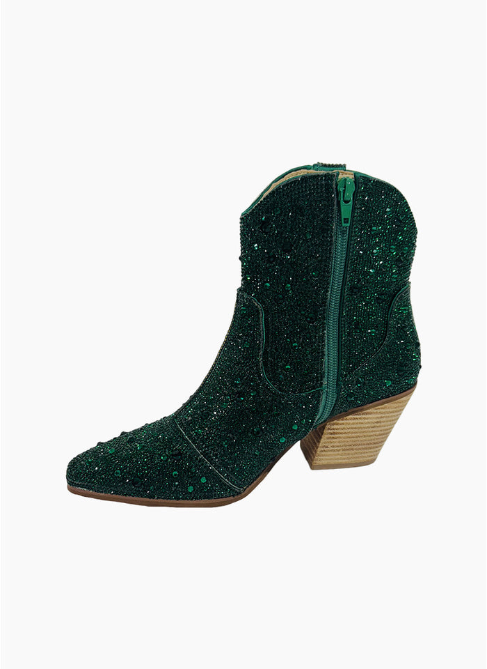 
                  
                    Wagon Jewel Fabric Ankle Boots -Emerald
                  
                