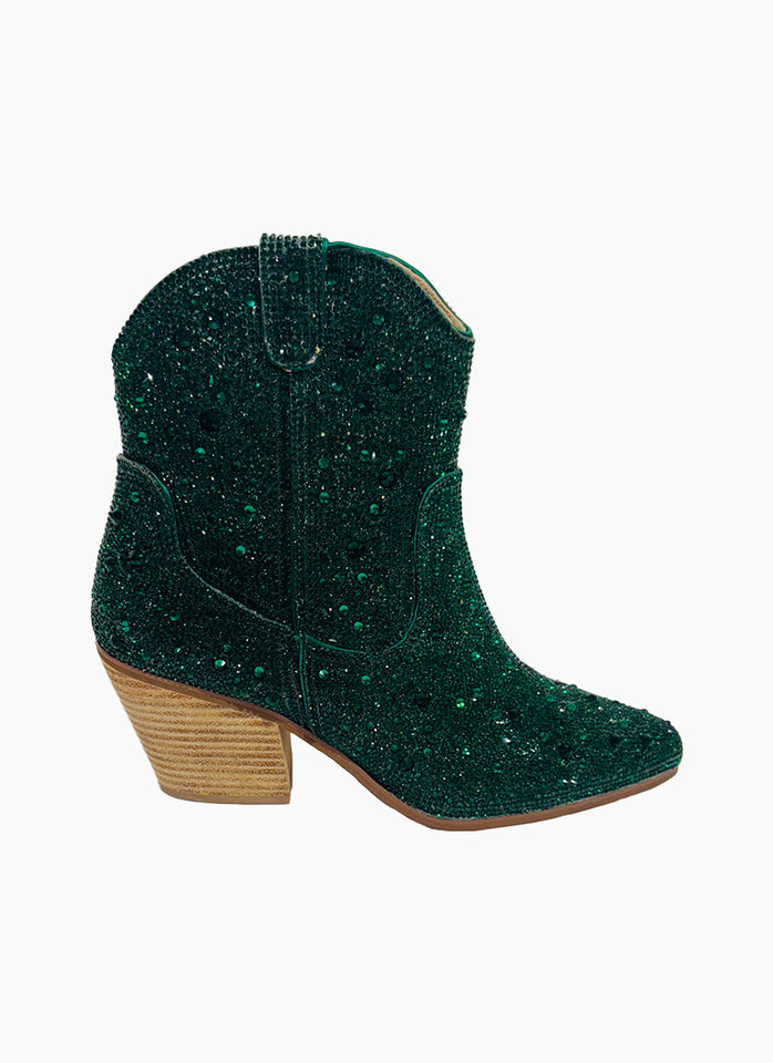 
                  
                    Wagon Jewel Fabric Ankle Boots -Emerald
                  
                