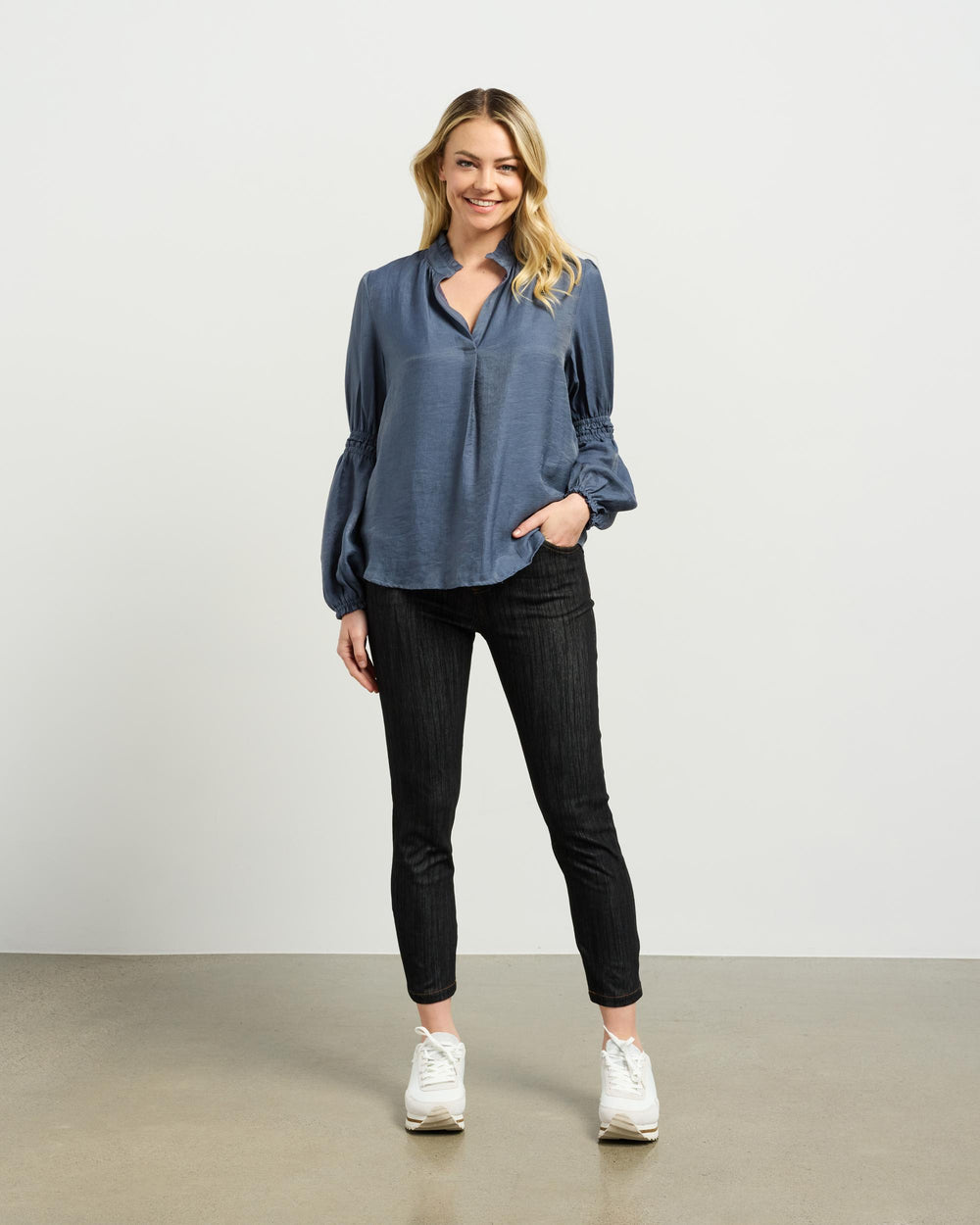 Evelyn Blouse -Smoky Blue