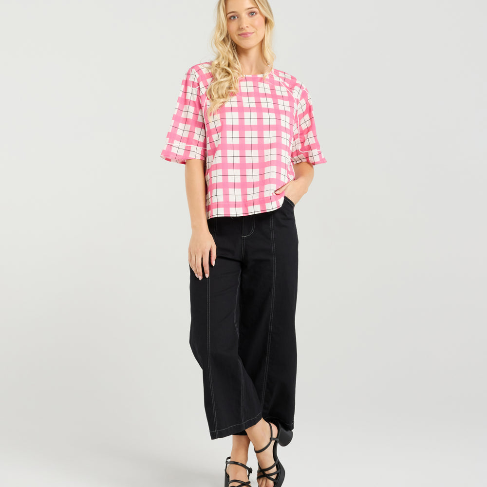 
                  
                    Mila Top-Pink Gridlock
                  
                