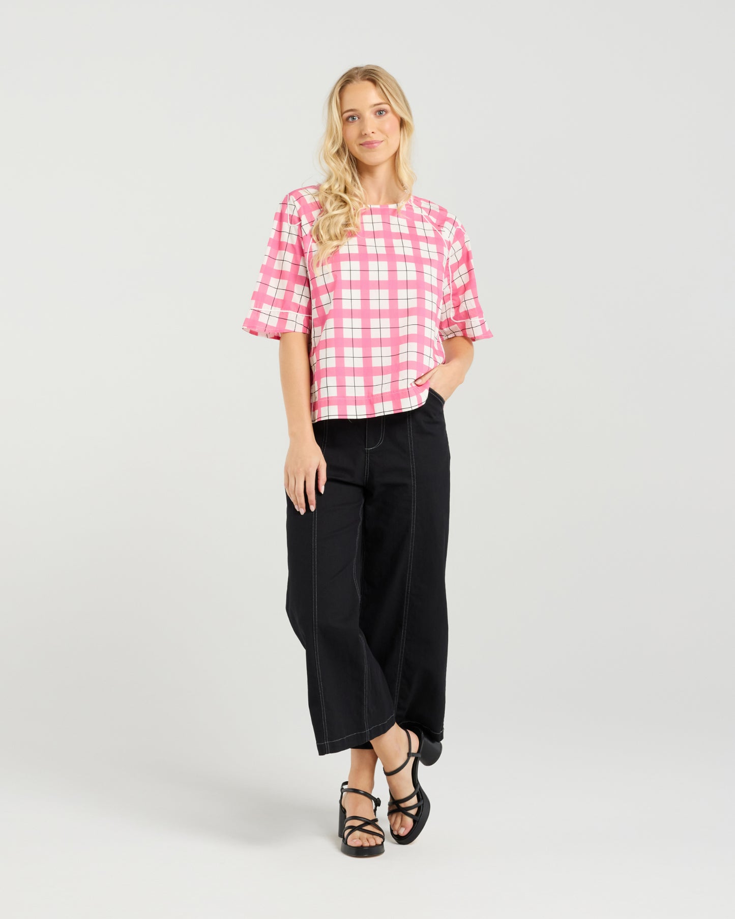 
                  
                    Mila Top-Pink Gridlock
                  
                