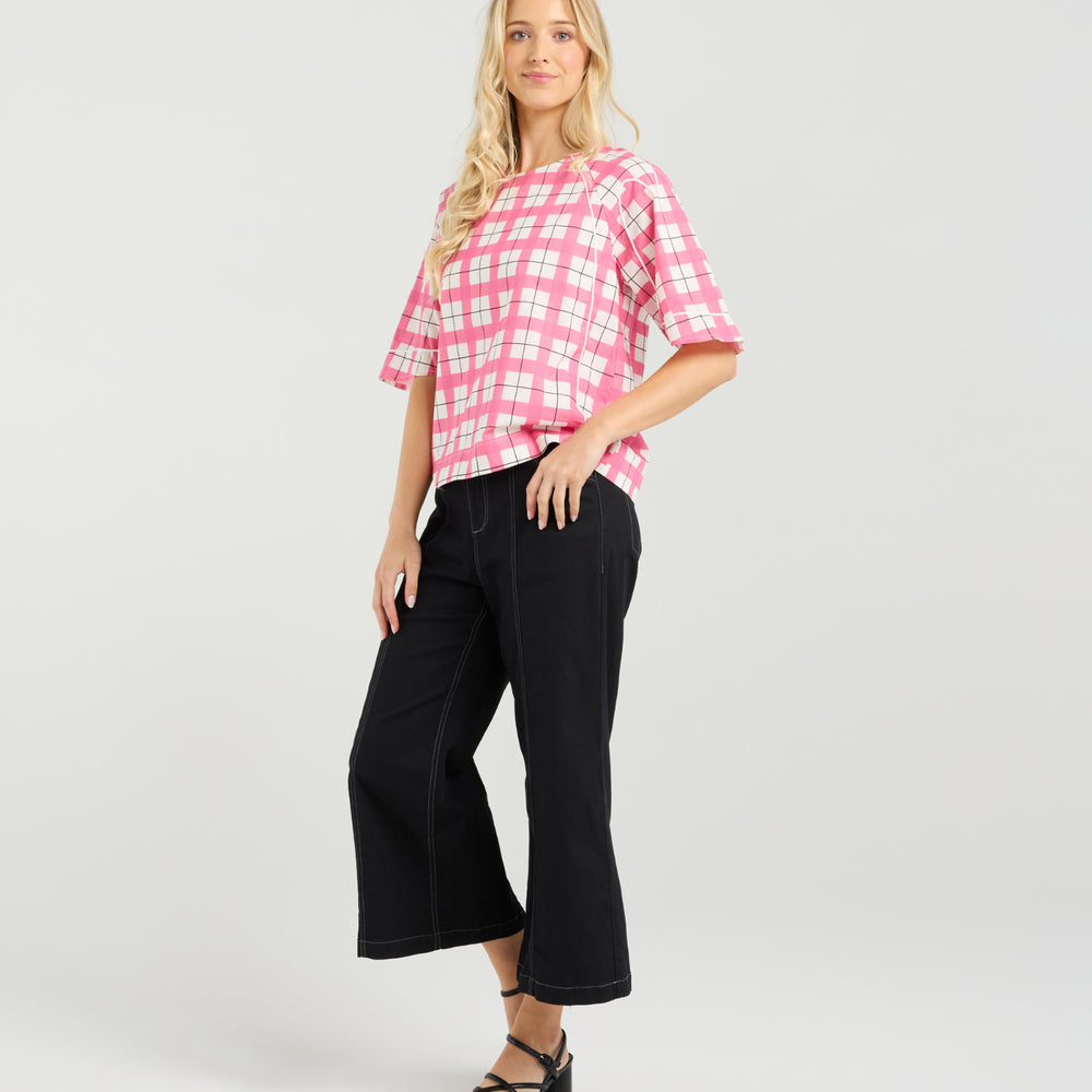 
                  
                    Mila Top-Pink Gridlock
                  
                
