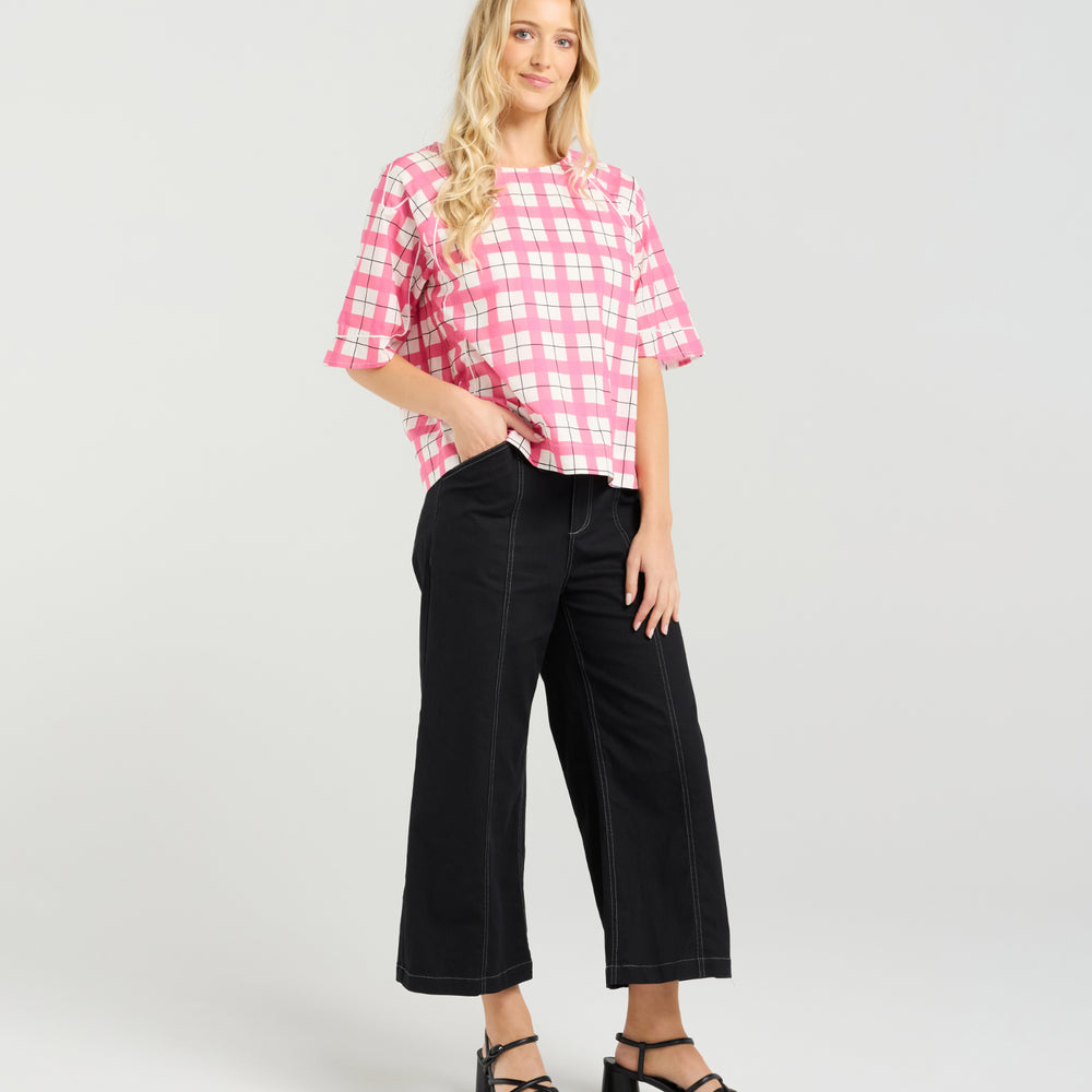 
                  
                    Mila Top-Pink Gridlock
                  
                