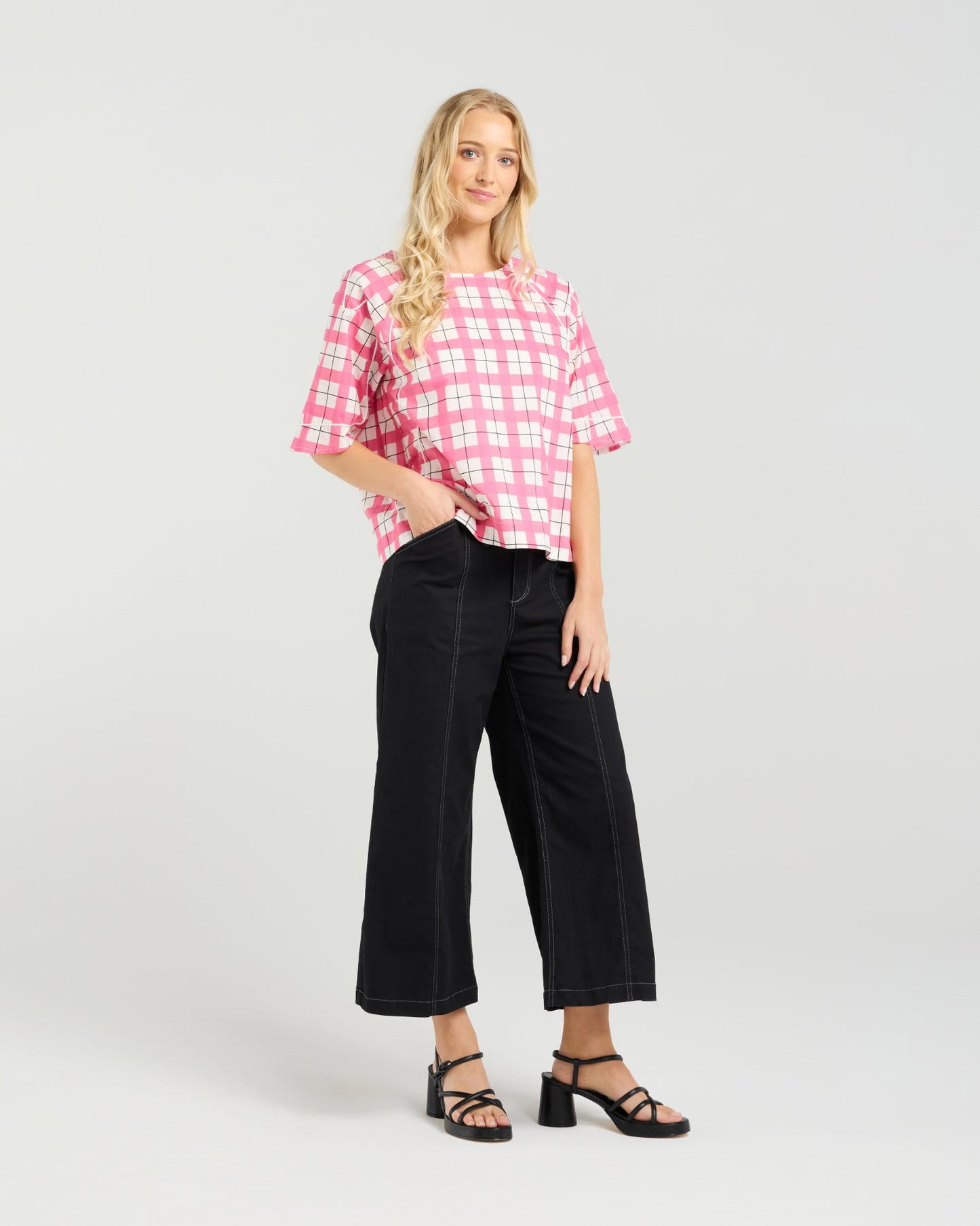 
                  
                    Mila Top-Pink Gridlock
                  
                