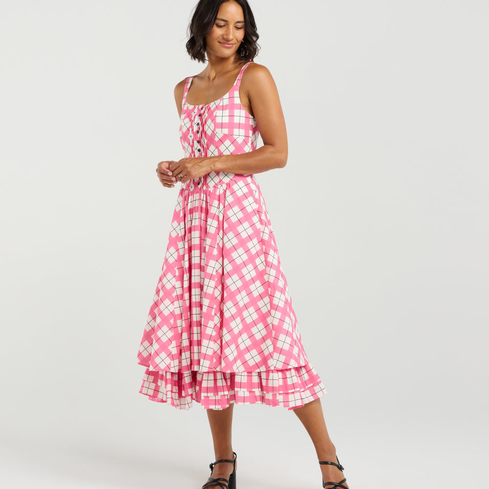 
                  
                    Lily Dress-Pink Gridlock
                  
                