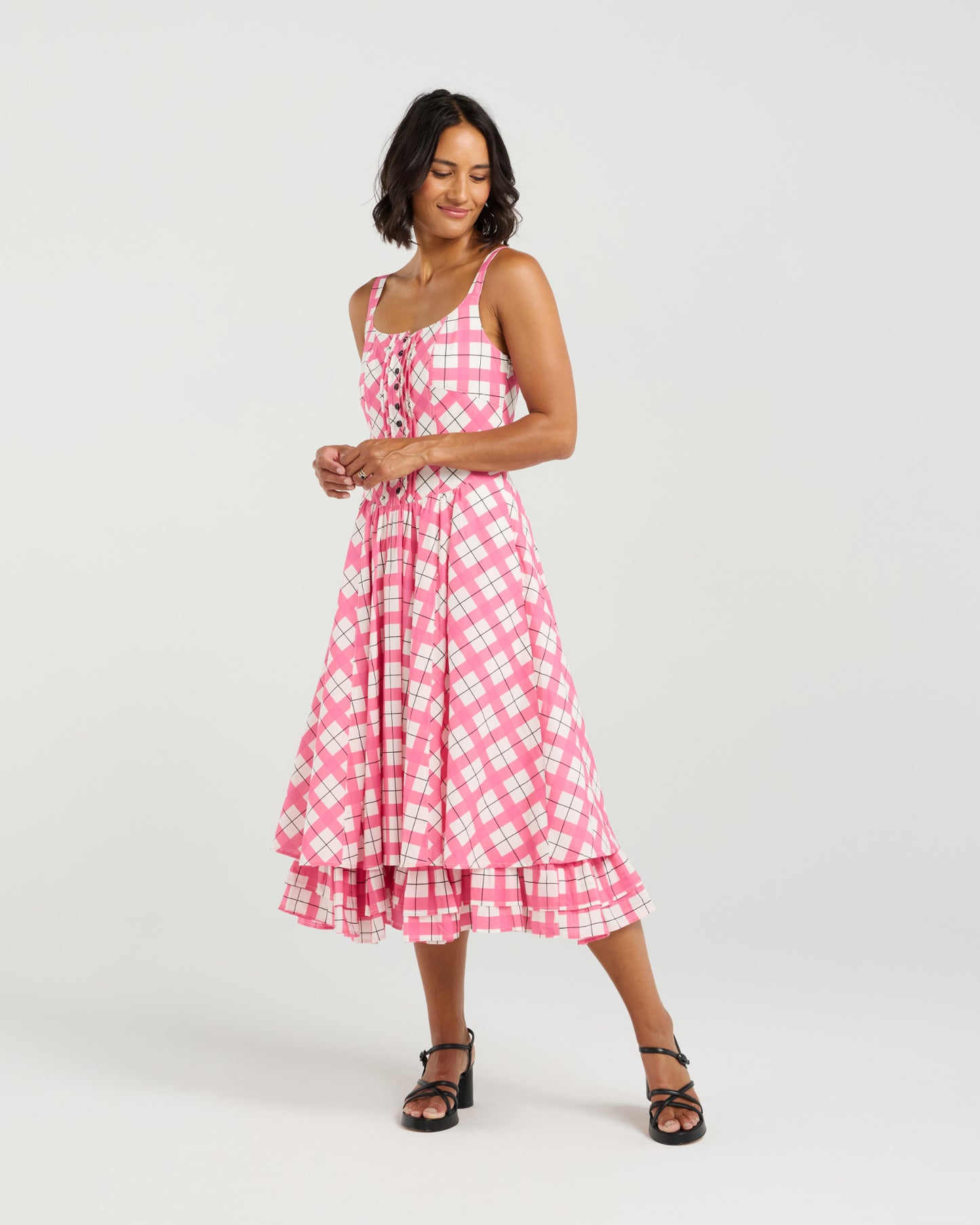 
                  
                    Lily Dress-Pink Gridlock
                  
                