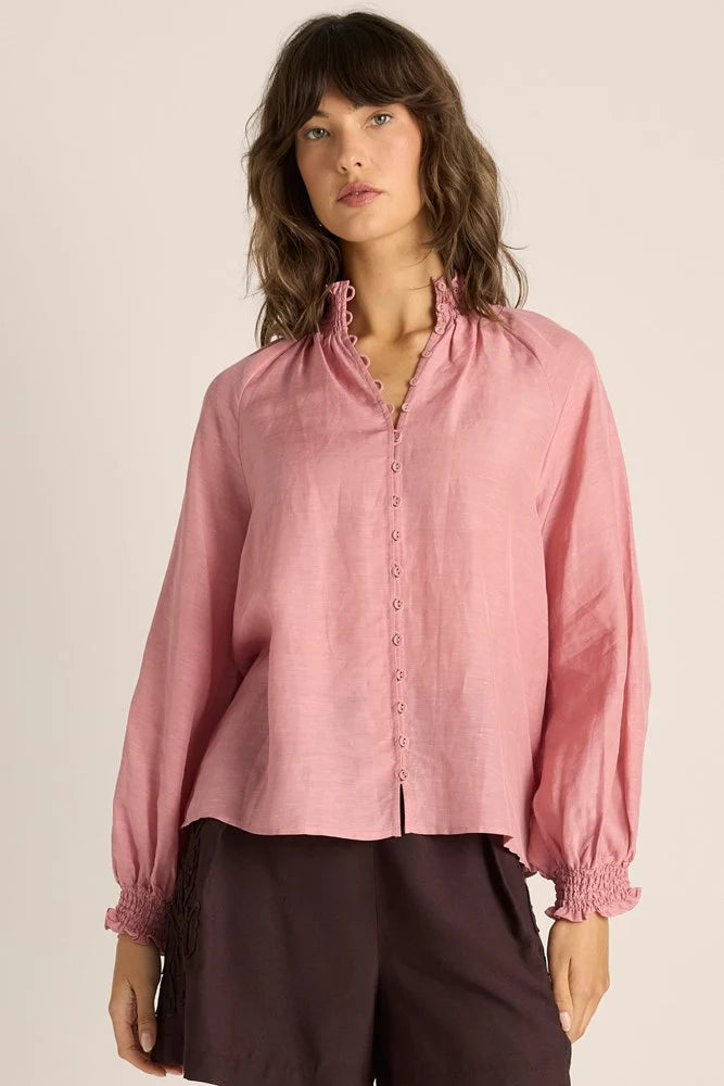 
                  
                    LANI SHIRRED BLOUSE-DUSTY ROSE
                  
                
