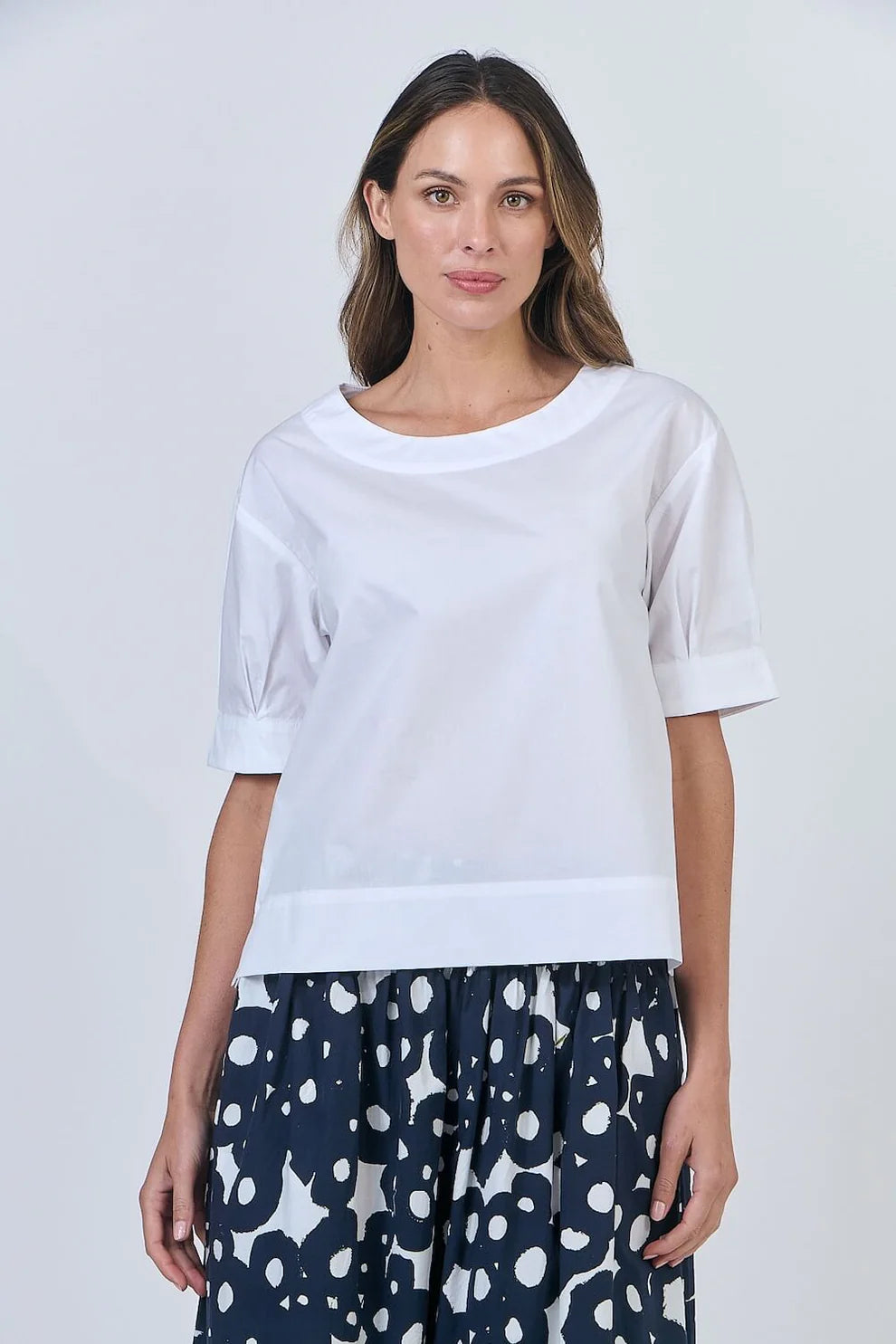 
                  
                    Naturals by O & J - Boat Neck Short Sleeve -White-GA623
                  
                