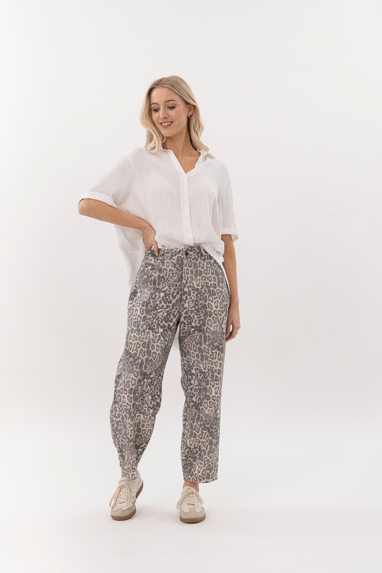 
                  
                    Leopard Barrel Jeans
                  
                