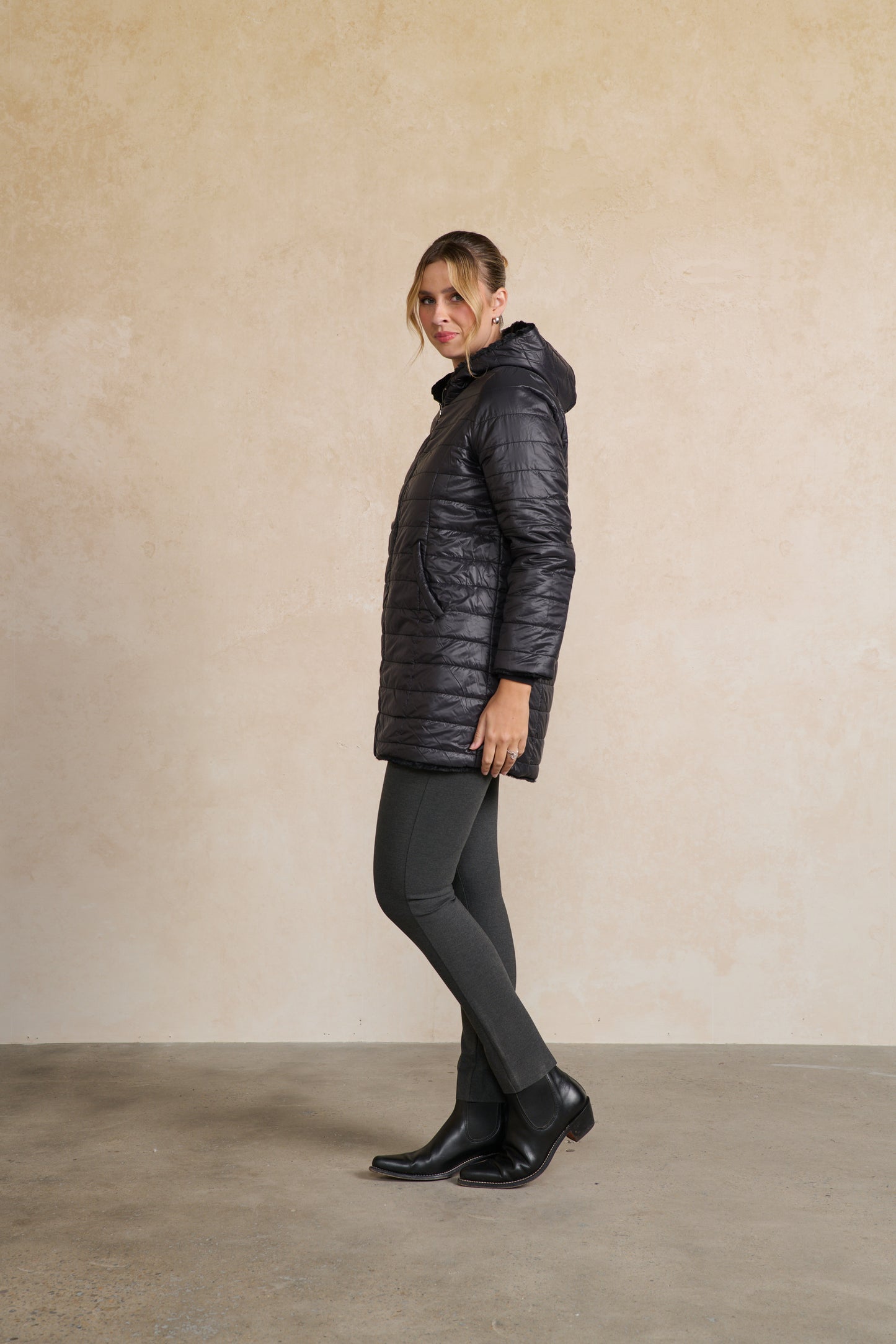 
                  
                    HF2779 Coat - Reversible Faux Fur & Puffer
                  
                