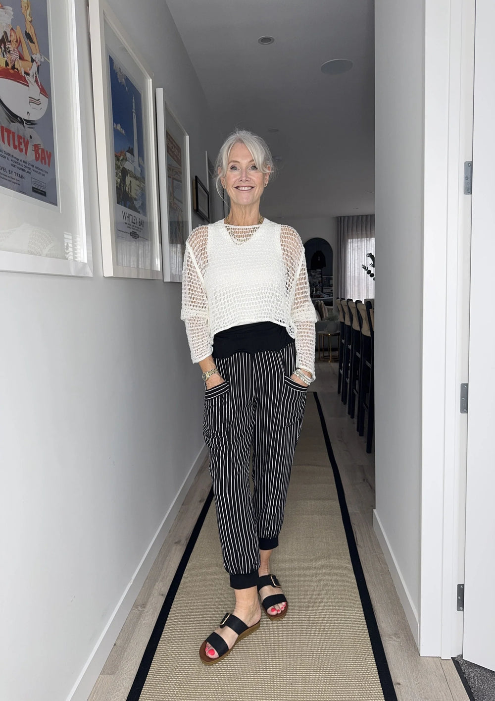 Harem Pant Black/white stripe