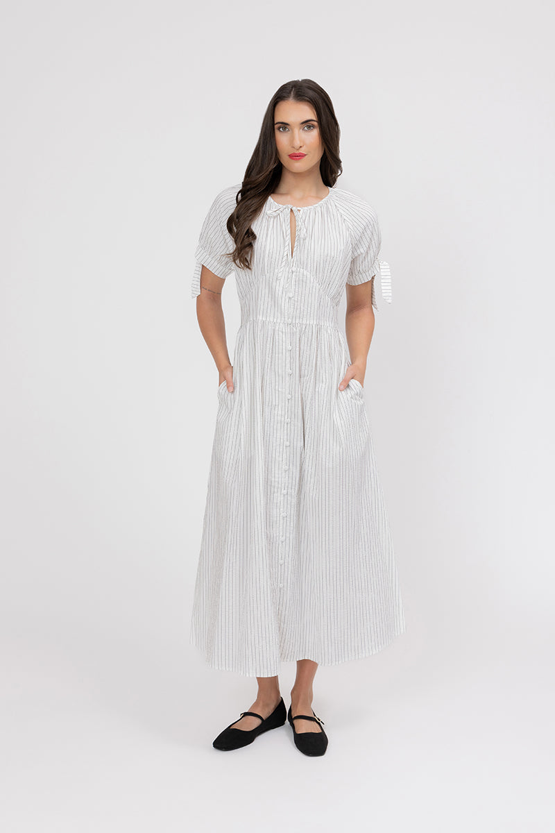 ETERNITY SS V NECK MIDI DRESS