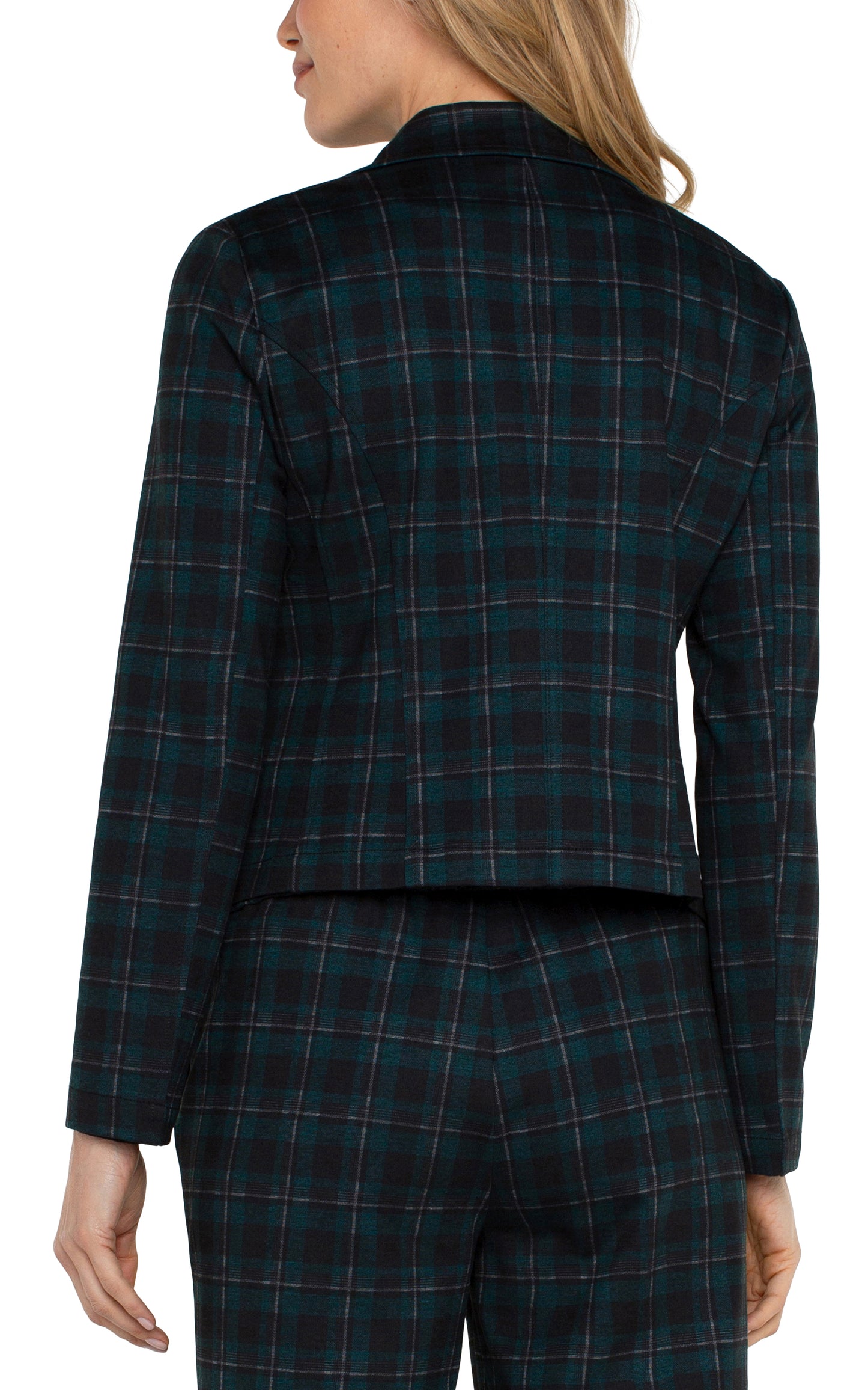
                  
                    Open Front Blazer - Forest plaid
                  
                