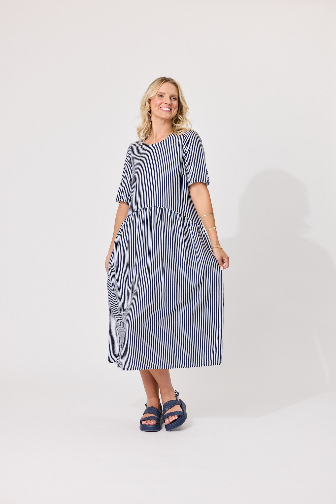 
                  
                    MADONNA DRESS-NAVY STRIPE
                  
                